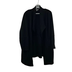 Max Studio Women's Black Open Front Coat Long Sleeve Size 1X Pockets - Picture 1 of 9