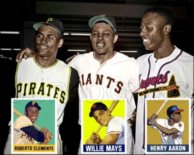 Foto de Clemente Mays Aaron 8X10 - Incluye tarjetas de béisbol estilo 3 hojas 1948 Foto 1 de 4