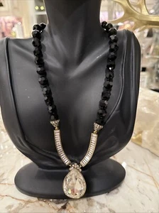 Heidi Daus Black Bead & Rhinestone Necklace - Picture 1 of 8
