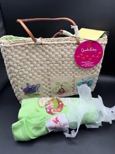Straw Woven Tote Butterfly LadyBug Handbag w Large Short Sleeve Shirt - NWT - Picture 1 of 14