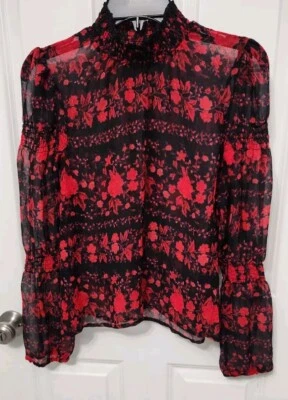 Blusa transparente BB Dakota Steve Madden roja True Romance talla L para mujer Foto 1 de 4