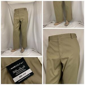 Nike Golf Pants 38x30 Brown Flat Front Straight 100% Polyester YGI P2-335