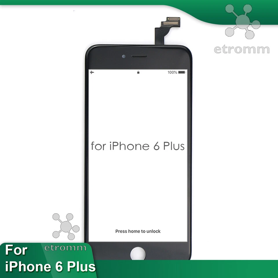 Black iPhone 6 Plus LCD Display Touch Screen Digitizer Frame Replacement A1522 - Image 1 of 4