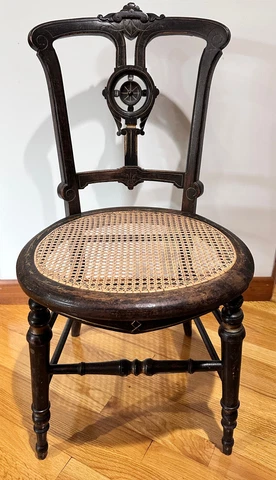 Antique Eastlake Carved Wood Stenciled Cane Seat Dining Side Chair Desk Chair Cover