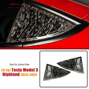 Carbon Fiber Rear Side Window Louvers for Tesla 2024+ Model 3 Highland Forged - Picture 1 of 6