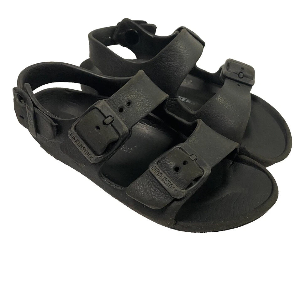 Birkenstock Milano Eva Kids Black Rubber Slingback Sandals Size 28 US 10 - flaw - Image 1 of 4