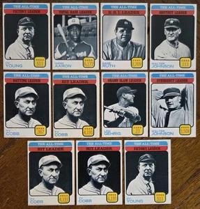 1973 TOPPS STAR/HOF LOT HANK AARON, BABE RUTH, LOU GEHRIG, CY YOUNG EX-NM+ READ - Picture 1 of 21