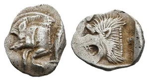 Ancient Greek Silver Hemiobol - Kyzikos Mysia 450-400 BC - Lion - Picture 1 of 4