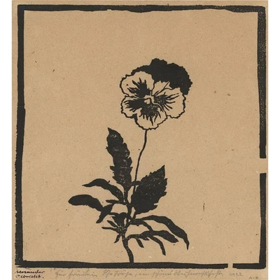 Alexander Olbricht Stiefmütterchen Holzschnitt Weimar 1922 signiert - Bild 1 von 4