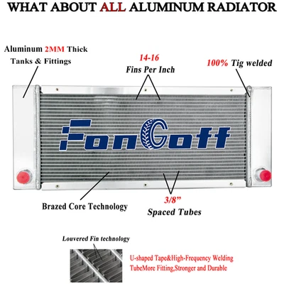 4-Row Aluminum Radiator For Bobcat Skid Steer 64 2 642B 643 722 742#743+ 6571713 - Image 1 of 4
