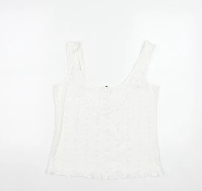 Marks and Spencer Per Una White Cotton Lace Camisole Tank Top Size 12 — 第 1/4 张图片