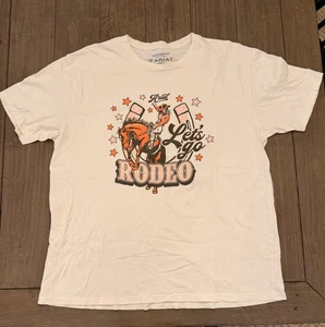 Ariat Boyfriend Fit T-Shirt Damen Gr. XL Cremefarben Rodeo Design - Bild 1 von 7