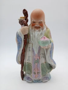 Chinese Porcelain Figure of Spiritual Elder Handpainted 25cm Tall - Picture 1 of 10