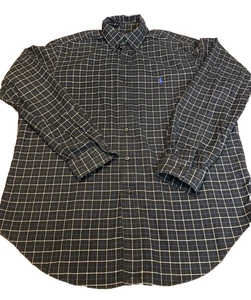 Polo Ralph Lauren Calce Clásico A Cuadros Para Hombre Grande Con Botones Negro Preppy Oficina - Imagen 1 de 21
