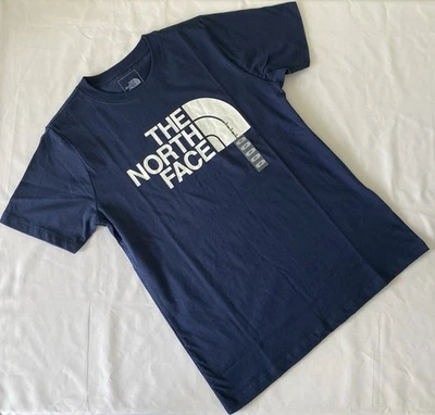 Новый с Ярлыками North Face женщин половина купола подпись логотип хлопок футболка США/S темно-синий - Изображение 1 из 4