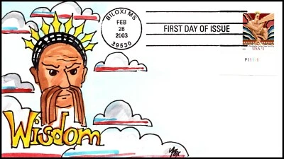 Scott 3766 $1.00 Wisdom Rockefeller Center Melissa Fox Hand Painted FDC 1 Of 1 - Image 1 of 2