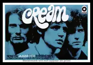 Poster Rock 'n' Roll stile vintage incorniciato "CREMA"; 12x18 - Foto 1 di 1