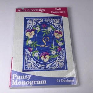 Pansy Monogram - Anita Goodesign Quilting 94 Embroidery Designs CD-Rom - Picture 1 of 4