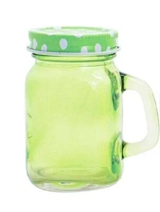 Nuovo barattolo di conservazione artigianale verde a pois 4 oz mini mason spezie - 3,5" x 3" - Foto 1 di 1