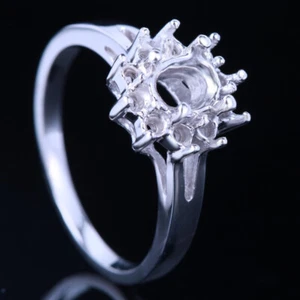 Silber 925 Schön! Mode Verlobung Hochzeit Halbmontierter Ring Fassung 5 x 7 mm Oval - Bild 1 von 6
