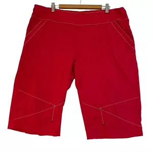 Black Apple Womens Shorts Size 20 Red Slash Pockets Elastic Waist - Picture 1 of 14