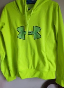 Felpa con cappuccio Under Armour maglione Coldgear semi aderente taglia L grande pullover verde - Foto 1 di 8
