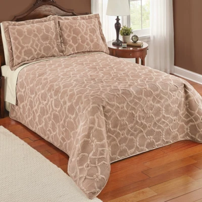 Edredón de celosía de terciopelo en relieve ~ Color topo ~ 86" x 86" ~ Completo/Reina Foto 1 de 4