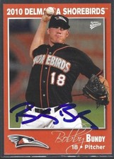 2010 Delmarva Shorebirds Bobby Bundy #8 IP autograph signed card