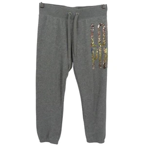 Victorias Secret Women Extra Small XS Love Pink Sequin Gray Jogger Sweatpants - Picture 1 of 13
