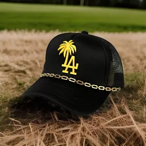 Custom Los Angeles Dodgers Trucker Hat Foam LA Baseball Gold LA Black Cap Versac - Picture 1 of 7