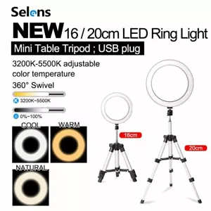 LED Ring Light Studio Photo Video Dimmable Lamp Tripod Selfie Camera Phone 6/8'' - Picture 1 of 14