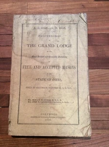1858 Softcover Book Proceedings Of The Grandlodge F&A Masons Of Ohio INV-BA04 - Picture 1 of 11