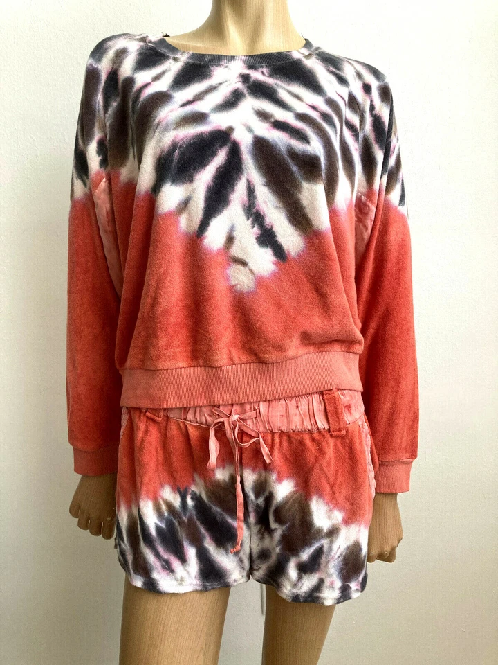 Young Fabulous & Broke Tie Dye French Terry Shorts W/pockets Elastic Waist Sz M