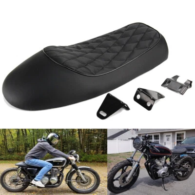 Cojín de asiento vintage negro Hump Saddle Café Racer para Honda CB Suzuki GS Yamaha Foto 1 de 4