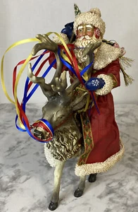 "Estatuilla de Navidad Midwest Importers of Cannon Falls Santa Claus on Reindeer 10""" - Imagen 1 de 23