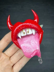 Phone grip. Red lips with a saliva drop. - Picture 1 of 3