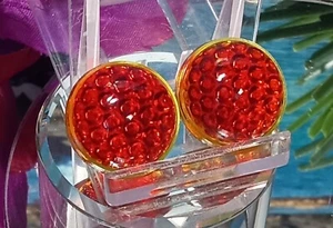 *2* ORIGINAL ANTIQUE 1920's RED BUBBLE GLASS Reflectors~Auto~Motorcycle~Bicycle - Picture 1 of 6