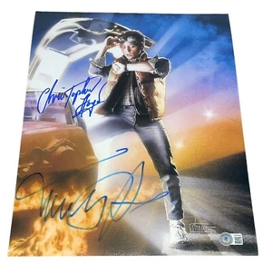 Autógrafo firmado por Michael J Fox Christopher Lloyd 11x14 Regreso al Futuro BAS B1 - Imagen 1 de 4