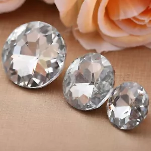 20/25/30mm Glass+Metal Crystal Upholstery Nail Tack Stud Sewing Buttons 10Pcs - Picture 1 of 9