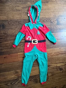  Cat And Jack Christmas One Piece Pajamas Red Green Unisex Size 5  - Picture 1 of 3