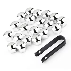 20x 17mm Boulon Écrou Chrome de Roue Voiture Cache Bouchon Couvercles - Picture 1 of 5
