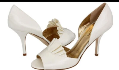 Kate Spade Wedding,Bridal/Party  Chrisette Satin Peep Toe Heels 9 NIB Ivory $298 - Image 1 of 4