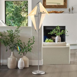 Double Swing Birds Floor Lamp Chrome Metal Standing Floor Light LED Lamp Fixture - Picture 1 of 13