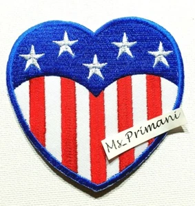 Bestickte USA Liebe Herz Flagge zum Aufbügeln/Aufnähen American Patch Abzeichen 8,5 x 8,5 CM - Bild 1 von 2