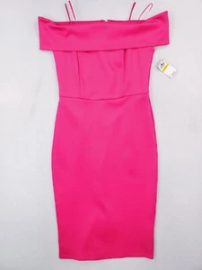 Abito Thalia Sodi donna rosa medio scuba bodycon tubino spalle scoperte nuovo con etichette - Foto 1 di 14