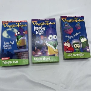 Lot of 3 VeggieTales VHS Larryboy & The Rumour Weed The Fib Are You My Neighbor? - Picture 1 of 3