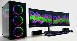 I7 Quad 6GB RTX 3050 Dual Screen Gaming PC Setup Bundle 16GB 240 SSD 1TB Win10 - Picture 1 of 18