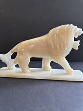Vtg Hand Carved Onyx Stone Lion Sculpture Statue Figurine Paperweight 10”x 6”