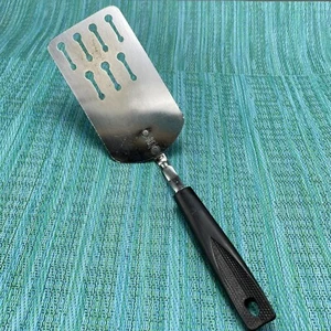 "Espátula corta ranurada Ekco de colección 9,5"" acero inoxidable negro maíz mazorca mango cerraduras EE. UU." - Imagen 1 de 9