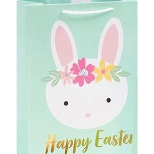 Juego de 3 bolsas de regalo Happy Easter Bunny de PaperSource 8"x4"x9,5" en verde multi - Imagen 1 de 3